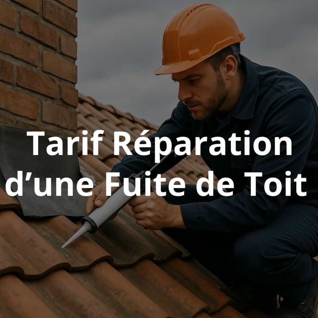 Un couvreur en train de réparer une fuite sur une toiture en tuile