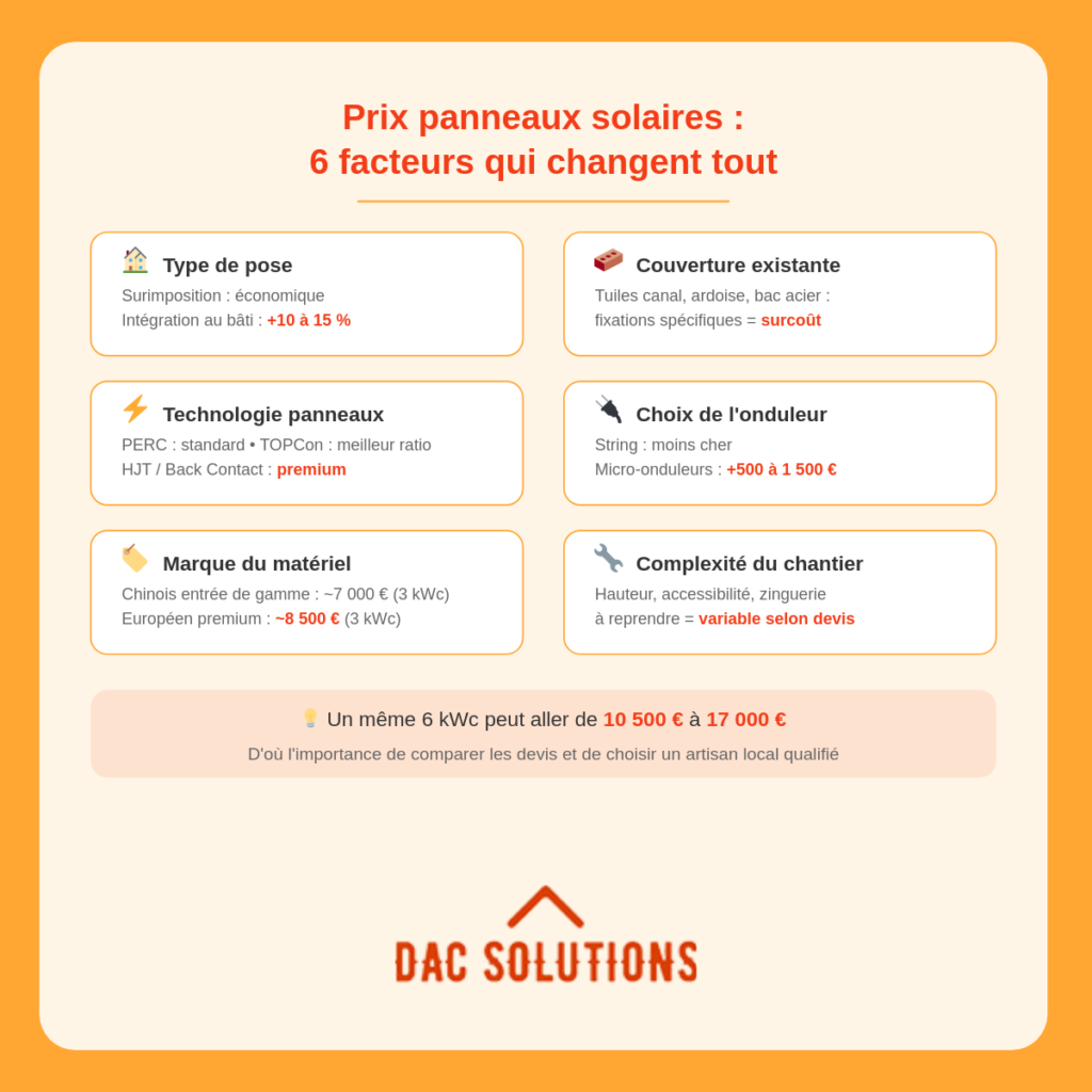 Ce qui fait changer le prix d'une pose de panneaux solaire sur son toit